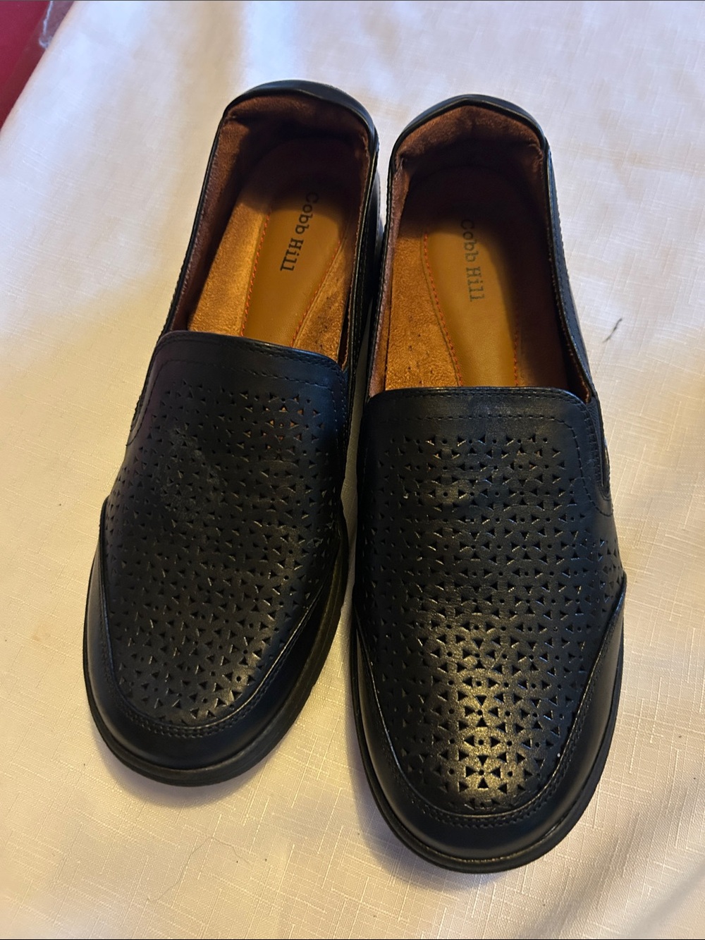 Cobb Hill by New Balance Black Perforated Slip-On Loafers